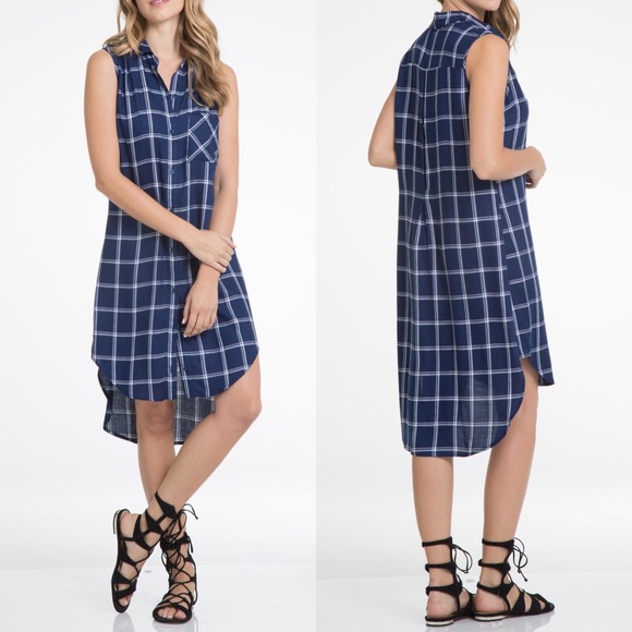 Elan Dresses & Skirts - Elan Sleeveless Plaid Shirtdress